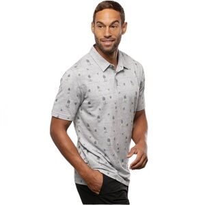 TRAVIS MATHEWS Havana Nights Grey Pineapple Short Sleeve Polo Shirt Men's XL